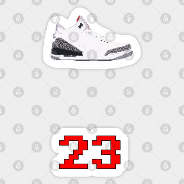 23 AIR JORDAN III RETRO PIXELATED ART SHOE COLLECTION Sticker by Buff Geeks Art